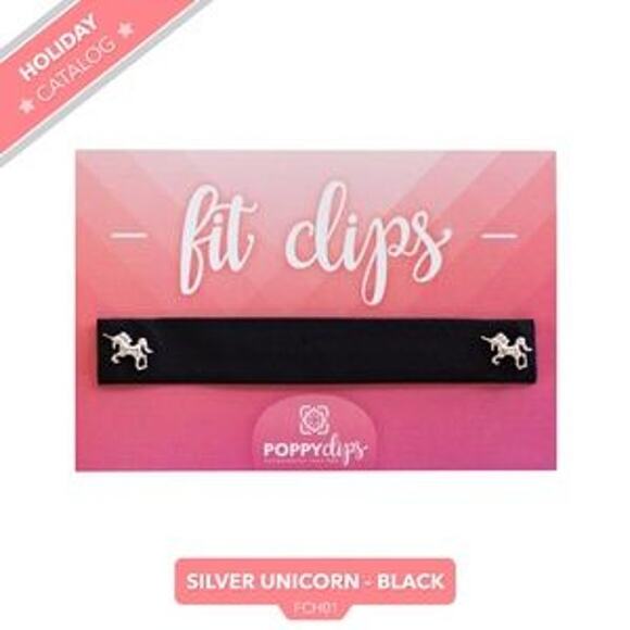 FitClips by PoppyClips - Silver Unicorn Black - Picture 1 of 9
